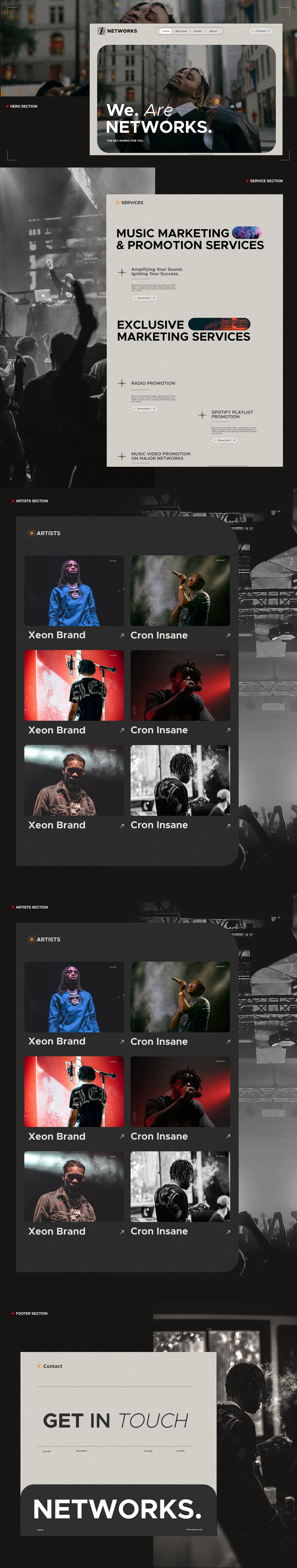 THE NETWORKS website design — view 1